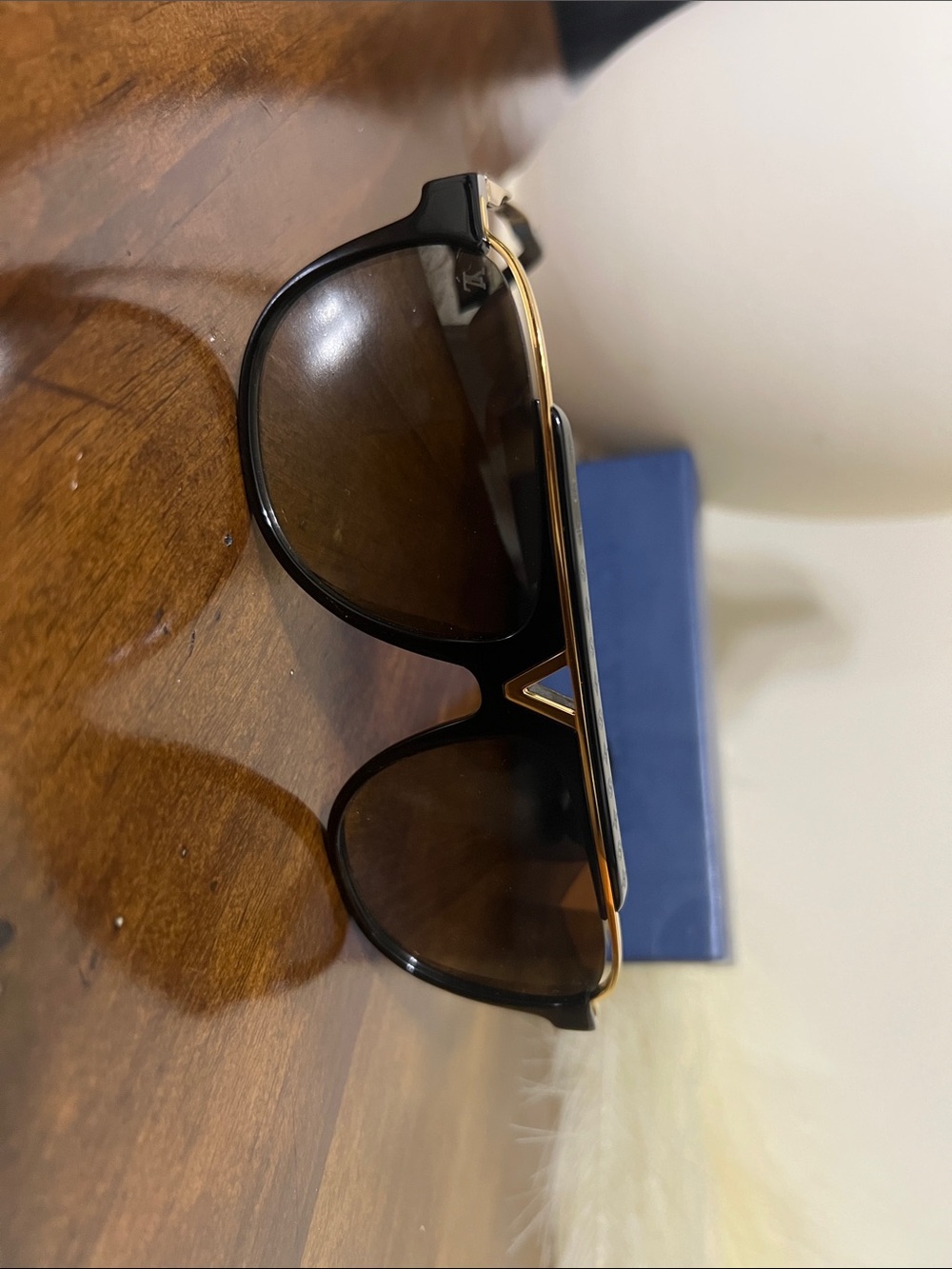 Louis Vuitton Black and Gold Designer Sunglasses
